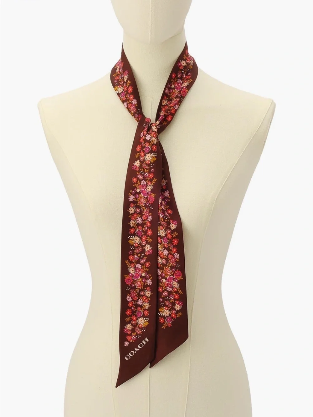 NWT 💐 COACH Posey Cluster Silk Scarf – Brown Multi